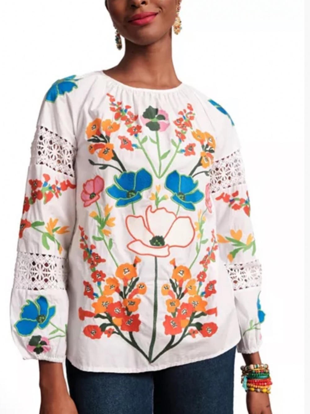 NWOT, FRANCES VALENTINE, SASAKI WHITE TOP IN BOTANICA BASH